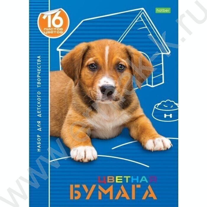 Бумага цв. А4 16л/16цв Щенок | Фото 1