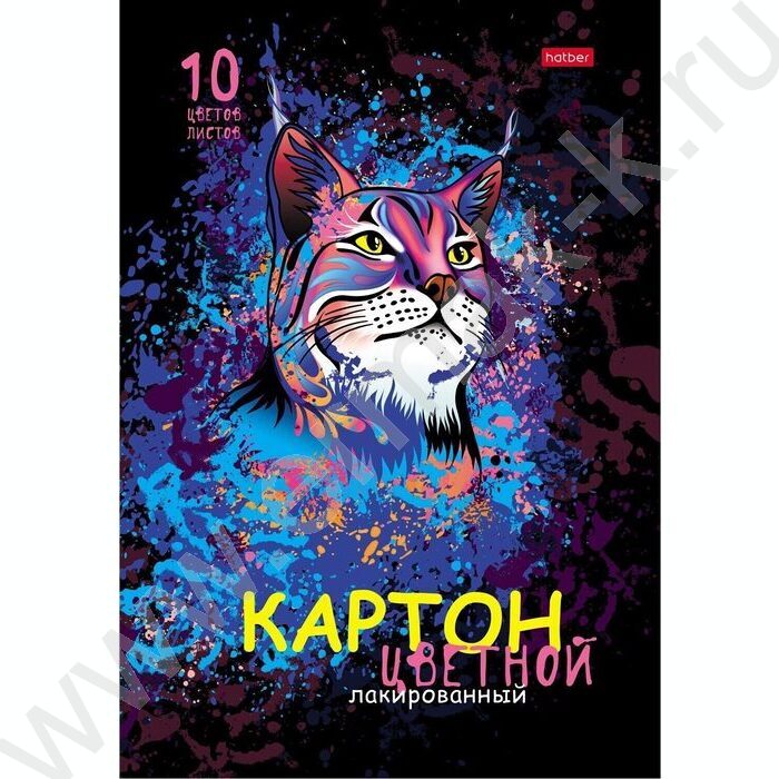 Картон цв. А4 10л/10цв Рысь /лак/ | Фото 1