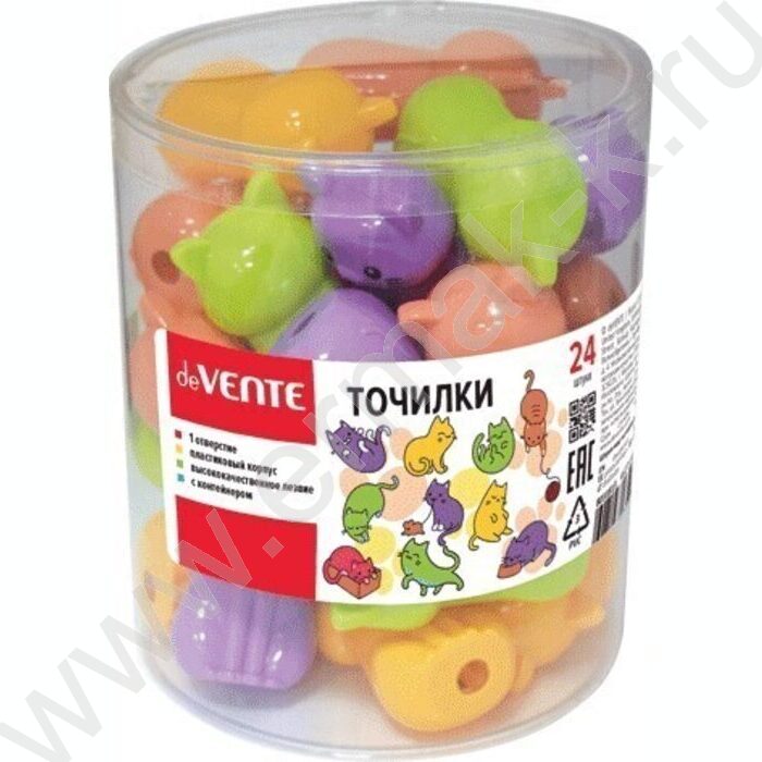 Точилка 1отв. пластик/с контейнером/ Котенок, ассорти | Фото 2