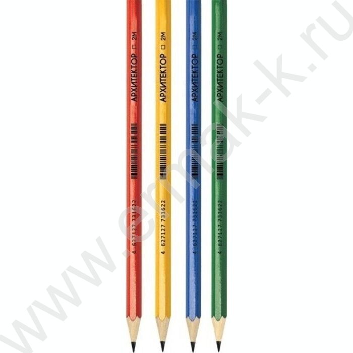 Карандаш ч/гр 2М (2В) "Архитектор" 2мм, шестигран, заточенный, цвет корпуса - ассорти | Фото 1
