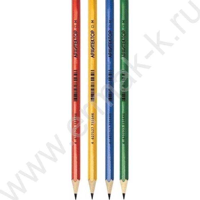 Карандаш ч/гр М (В) "Архитектор" 2мм, шестигран, заточенный, цвет корпуса - ассорти | Фото 1