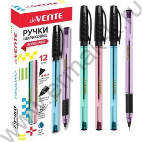 Ручка шар Triolino Pastel синяя 0,7мм /игла, трехгран. корпус - ассорти, резин. держатель