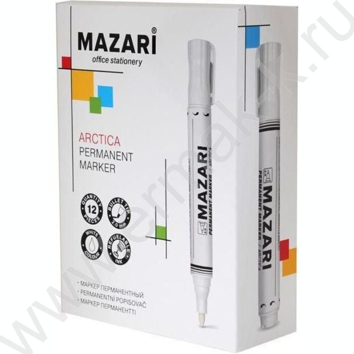 Маркер перм. /белый/ 2мм круг Arctica перезаправляемый | Фото 3