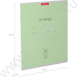 Тетрадь  12л линейка косая частая "Классика" зеленый | Фото 4