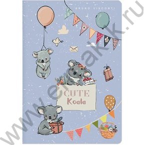 Тетрадь  40л клетка "Cute koala" 70 г/м2 бежевая бумага