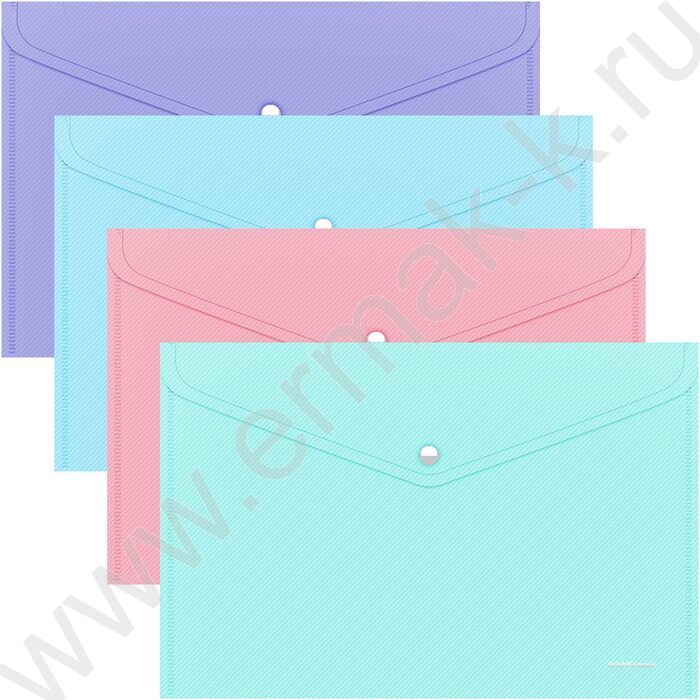 Папка-конверт на кнопке А4 Diagonal Pastel непрозрач. ассорти | Фото 1